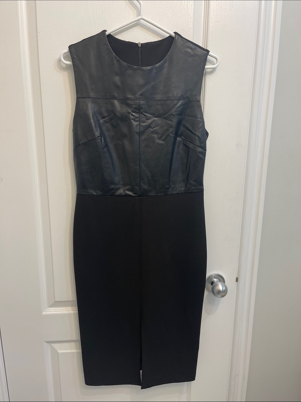 Bailey 44 Black Sleeveless Midi Dress with Faux-Leather Bodice